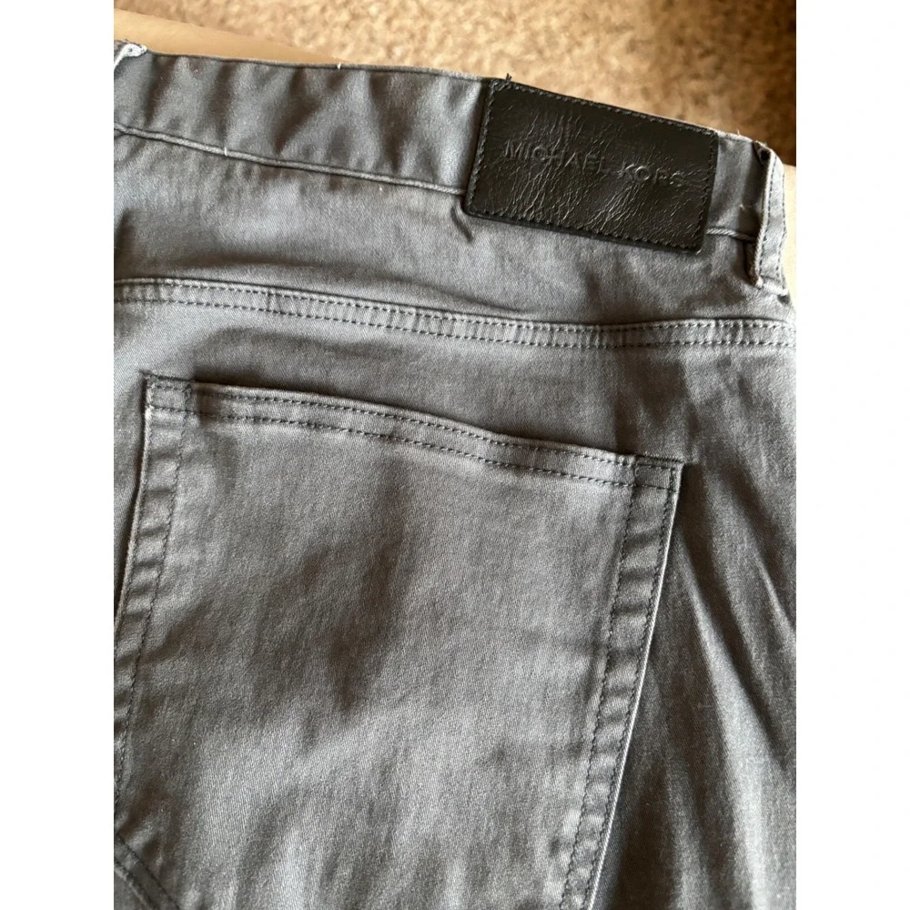 Michael Kors Mens Gray Tailored Fit Stretch Cotton Five Pocket Pants 36x30